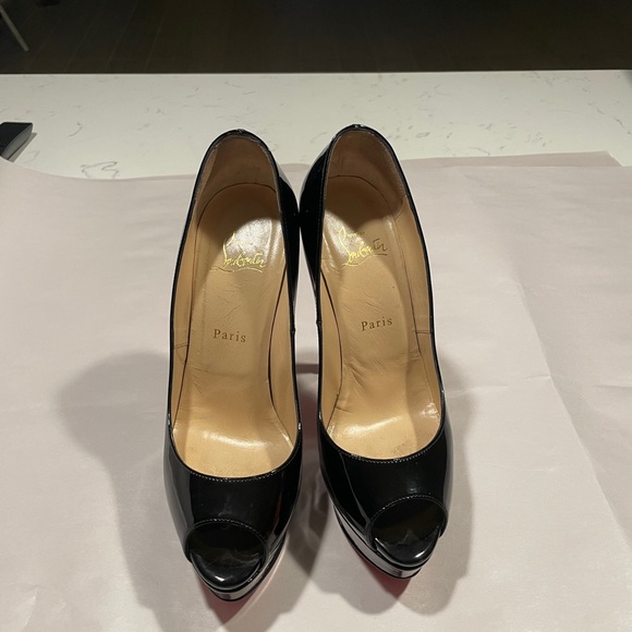 Christian Louboutin Black Peep Toe Platform Pumps Heels Size US 8. - Picture 2 of 5